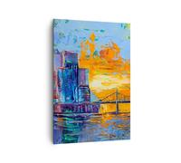 Quadro su Tela 70x100cm Città Ponte Impasto Stampe Immagini Quadri Murale
