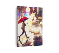 Quadro su Tela 70x100cm città strada notte Stampe Immagini Quadri Moderni Murale