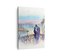 Quadro su Tela 70x100cm Coppia Amore Città ponte Stampe Immagini Quadri Murale