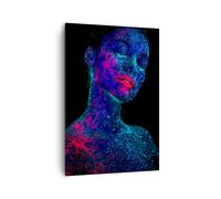 Quadro su Tela 70x100cm Donna Ultravioletti Glitter Stampe Immagini Murale
