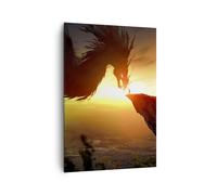 Quadro su Tela 70x100cm drago roccia creatura Stampe Immagini Quadri Murale