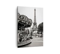 Quadro su Tela 70x100cm Giostra Torre Eiffel Stampe Immagini Quadri Murale