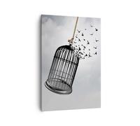 Quadro su Tela 70x100cm Libertà gabbia uccelli Stampe Immagini Quadri Murale