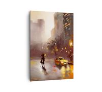 Quadro su Tela 70x100cm Manhattan coppia strada Stampe Immagini Quadri Murale