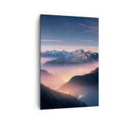 Quadro su Tela 70x100cm Montagne nuvole nebbia Stampe Immagini Quadri Murale