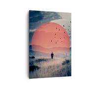 Quadro su Tela 70x100cm Ovest Il Sole Il Paesaggio Stampe Immagini Quadri Murale