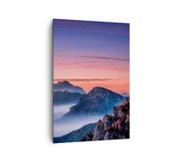 Quadro su Tela 70x100cm Ovest Il Sole Le Montagne Stampe Immagini Quadri Murale