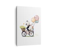 Quadro su Tela 70x100cm Panda bici bambini Stampe Immagini Quadri Moderni Murale