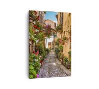 Quadro su Tela 70x100cm Percorso fiori casa cortile Stampe Immagini Murale