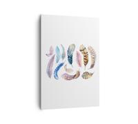 Quadro su Tela 70x100cm Piume uccelli animali composizione Stampe Murale
