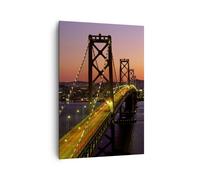 Quadro su Tela 70x100cm Ponte Fiume Paesaggio Stampe Immagini Quadri Murale