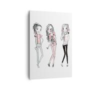 Quadro su Tela 70x100cm Ragazze moda tendenze incontro Stampe Immagini Murale
