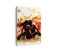 Quadro su Tela 70x100cm Relazione di coppia bacio multicolore Stampe