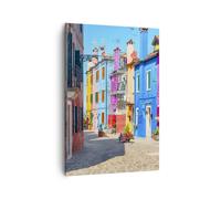Quadro su Tela 70x100cm strada casa fiori Stampe Immagini Quadri Moderni Murale