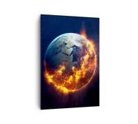 Quadro su Tela 70x100cm Universo Terra Fuoco globo Stampe Immagini Quadri Murale