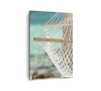 Quadro su Tela 70x100cm Viaggio amaca tropico spiaggia Stampe Immagini Murale