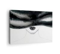 Quadro su Tela 70x50 cm Stampe da Parete Bianco e Nero Persone - 4301 | Donna Cappello E Quadro Decorativo Piccolo 1 pezzo Soggiorno Camera da Letto Arte da Parete Decorazione da Parete ARTTOR
