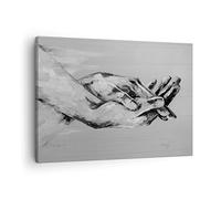 Quadro su Tela 70x50 cm Stampe da Parete Bianco e Nero Persone - 4566 | Manualmente Scritto Mani Quadro Decorativo 1 pezzo Soggiorno Camera da Letto Arte da Parete Decorazione da Parete ARTTOR