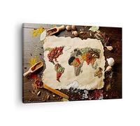 Quadro su Tela 70x50 cm Stampe da Parete Cucina Mappa del Mondo - 2832