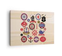 Quadro su Tela 70x50cm Ancoraggio bandiera badge barca Stampe Immagini Murale