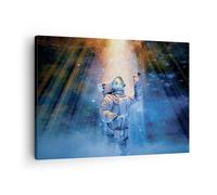 Quadro su Tela 70x50cm Astronauta Luce Cosmo Stampe Immagini Quadri Murale