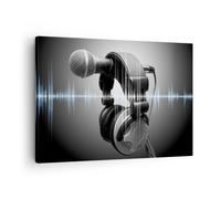 Quadro su Tela 70x50cm Audio microfono musica studio Stampe Immagini Murale