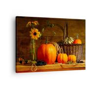 Quadro su Tela 70x50cm Autunno folk tradizione zucche Stampe Immagini Murale