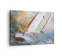 Quadro su Tela 70x50cm Barca a vela immagine regata Stampe Immagini Murale