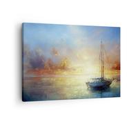 Quadro su Tela 70x50cm Barca a vela Ovest Il Sole Stampe Immagini Quadri Murale