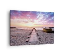 Quadro su Tela 70x50cm Barca Spiaggia Cielo Stampe Immagini Quadri Murale