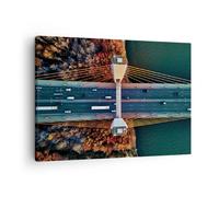 Quadro su Tela 70x50cm Bridge Siekierkowski Varsavia Stampe Immagini Murale