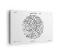 Quadro su Tela 70x50cm Carta Geografica Cracovia Polonia Stampe Immagini Murale