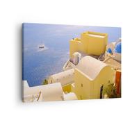 Quadro su Tela 70x50cm Casa appartamento edificio grecia Stampe Immagini Murale