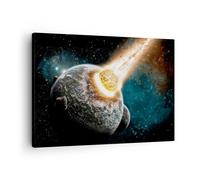 Quadro su Tela 70x50cm Cataclismo Apocalisse Cometa Esplosione Stampe Murale
