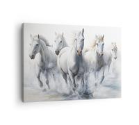 Quadro su Tela 70x50cm Cavalli Animali Acquerello Stampe Immagini Quadri Murale