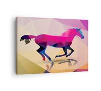 Quadro su Tela 70x50cm Cavallo animali geometria diamante Stampe Immagini Murale
