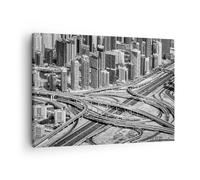 Quadro su Tela 70x50cm Città grattacieli autostrada Stampe Immagini Murale
