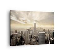Quadro su Tela Città Grattacieli Manhattan New York Stampe da Parete 70x50cm Quadri Moderni Soggiorno Camera da Letto 1 pezzo Piccoli Decorazione Murale Wall Art Canvas Grafica Immagini AA70x50-2630