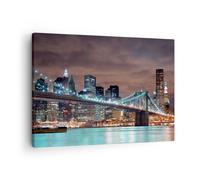 Quadro su Tela 70x50cm Città Ponte Grattacieli Stampe Immagini Quadri Murale