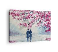 Quadro su Tela 70x50cm Coppia Parigi Albero Stampe Immagini Quadri Murale