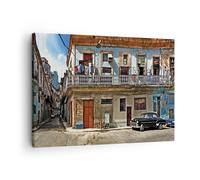 Quadro su Tela 70x50cm Cuba L'Avana balcone Stampe Immagini Quadri Murale
