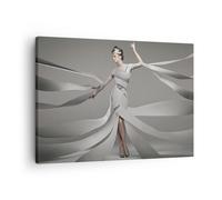 Quadro su Tela 70x50cm Donna Modello Stripes emozioni Stampe Immagini Murale