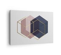 Quadro su Tela 70x50cm Esagoni Moderni Oro Stampe Immagini Quadri Moderni Murale