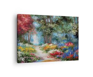 Quadro su Tela 70x50cm Impressionismo Natura Foresta Stampe Immagini Murale