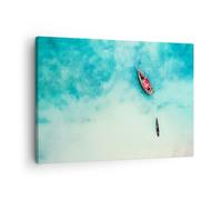 Quadro su Tela 70x50cm Isola barca nave oceano Stampe Immagini Quadri Murale
