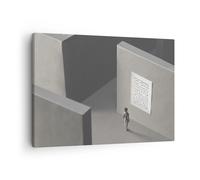 Quadro su Tela 70x50cm Labirinto grigio perduto Stampe Immagini Quadri Murale