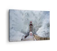 Quadro su Tela 70x50cm Lanterna Mare Tempesta Stampe Immagini Quadri Murale