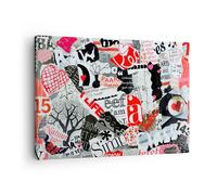 Quadro su Tela 70x50cm Le parole modelli cuori rivista Stampe Immagini Murale