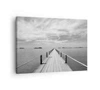 Quadro su Tela 70x50cm Legno ponte mare Stampe Immagini Quadri Moderni Murale