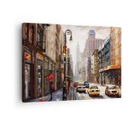Quadro su Tela 70x50cm New York Acquerello Stampe Immagini Quadri Moderni Murale